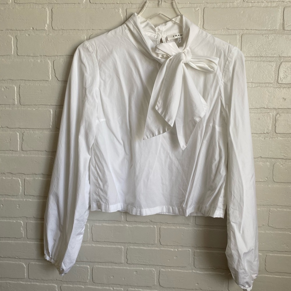 Frame Denim White Tie Cropped Top